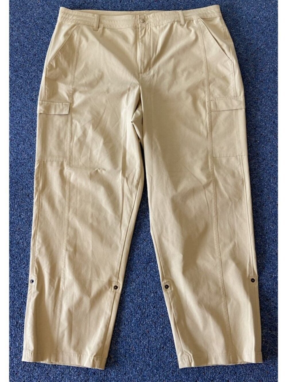 L.L.Bean Cargo Pants Hiking Outdoor Roll Up Cuff Mustard Yellow Brown 20W Reg